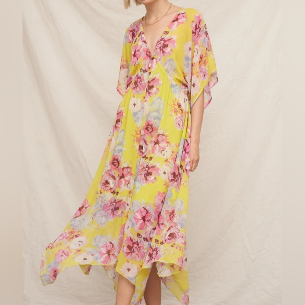 Floral V-Neck Midi Dress/ Cover Up